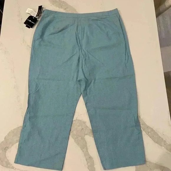 Sag Harbor NWT Women's 18 Linen Blend Cropped Pants Blue Zipper/Button Vacation - Picture 5 of 6